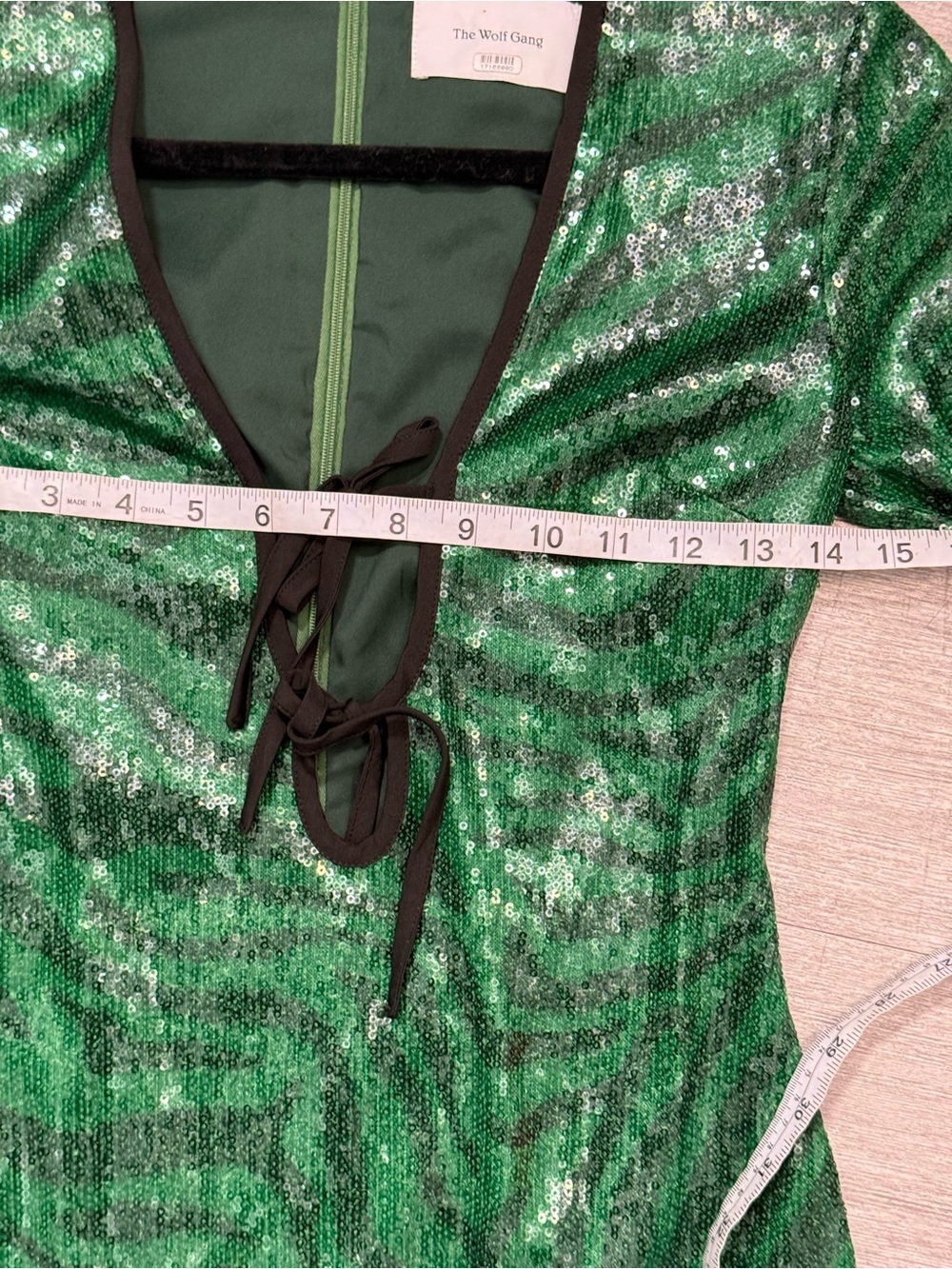 The Wolf Gang Brillo Sequin Mini Dress Emerald Green Party NYE Coquette Clubwear View 5